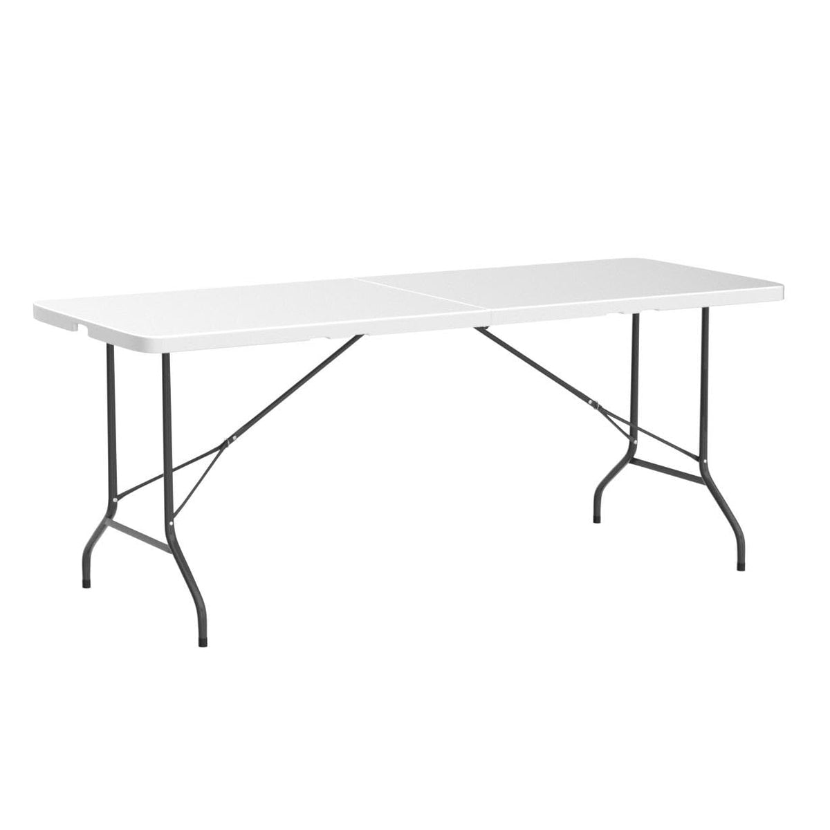 6 ft Heavy Duty Plastic Folding Table with Steel Legs, White T1940
