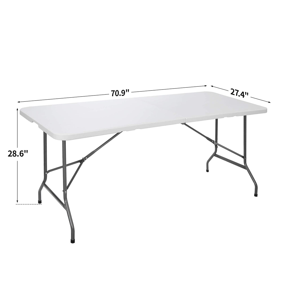 6 ft Heavy Duty Plastic Folding Table with Steel Legs, White T1940