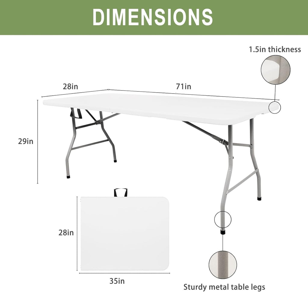 6FT Plastic Folding Table with Lock and Handle V680