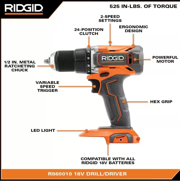 18V Cordless 1/2 in. Drill/Driver Kit with 2.0 AH Battery and Charger V324435