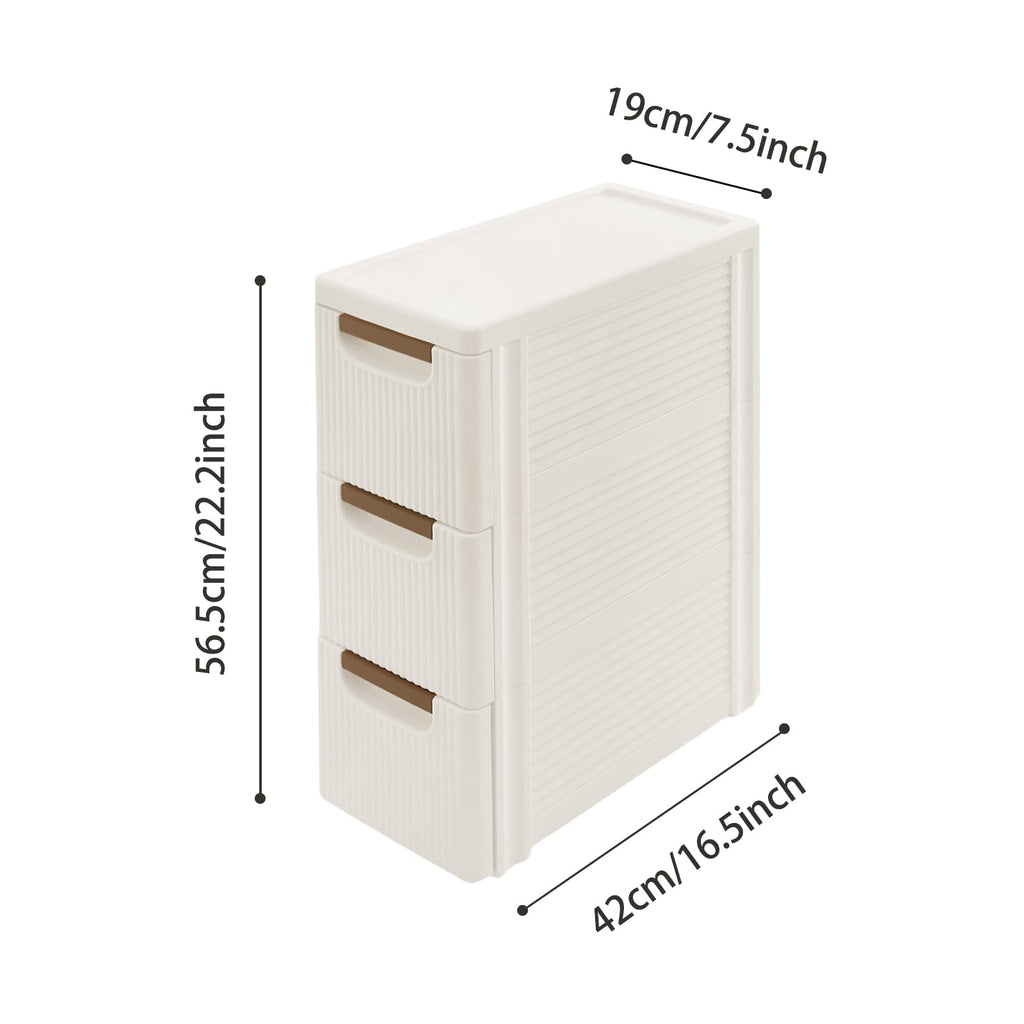 Narrow Rolling Storage Cabinet with 3 Drawers O18409