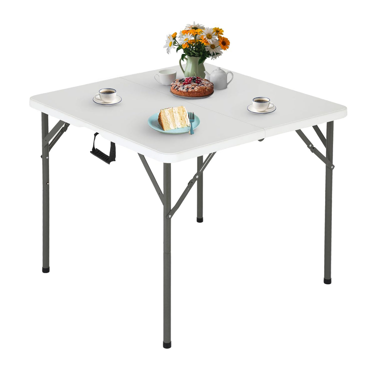 34" White Portable Plastic Folding Table W450