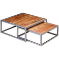 Acacia Wood and Steel Coffee Table Set of 2 Brown N783061