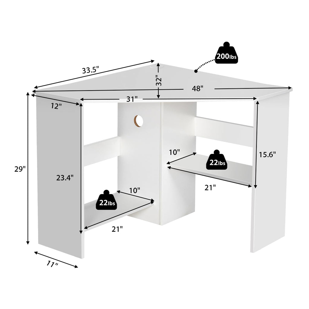 White Compact Corner Desk W10004