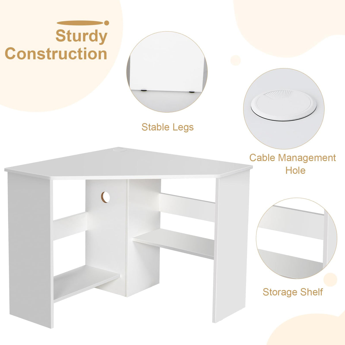 White Compact Corner Desk W10004