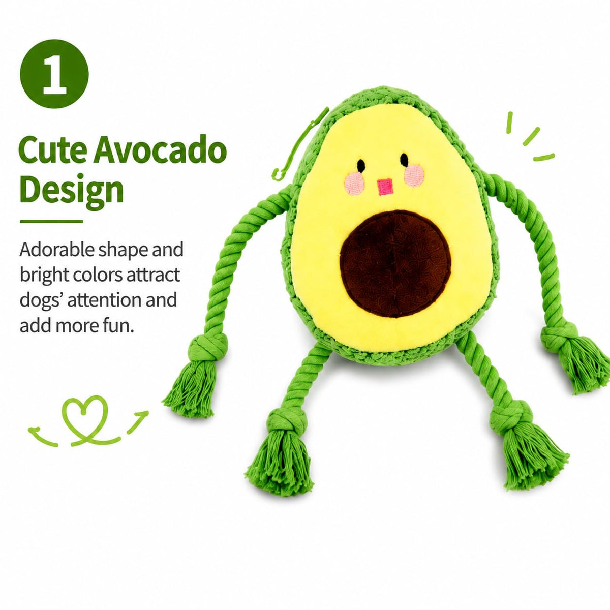 Avocado Rope Plush Dog Toy H17957