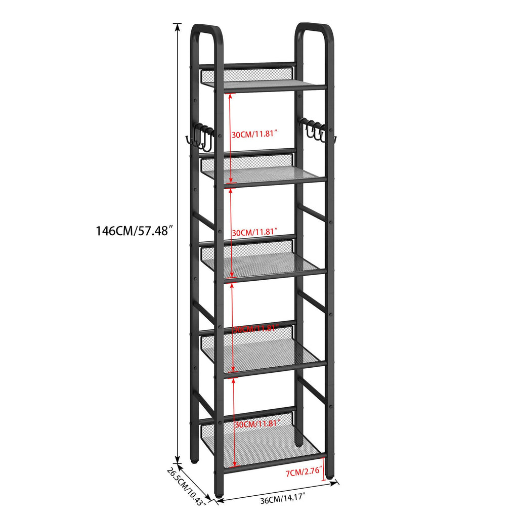 5 Tier Black Metal Bookshelf B835