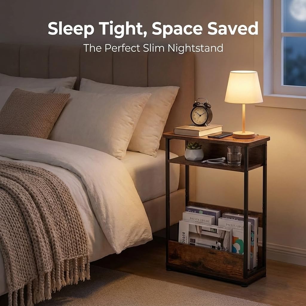 3-Tier Narrow Side Table with Storage Shelf J344687