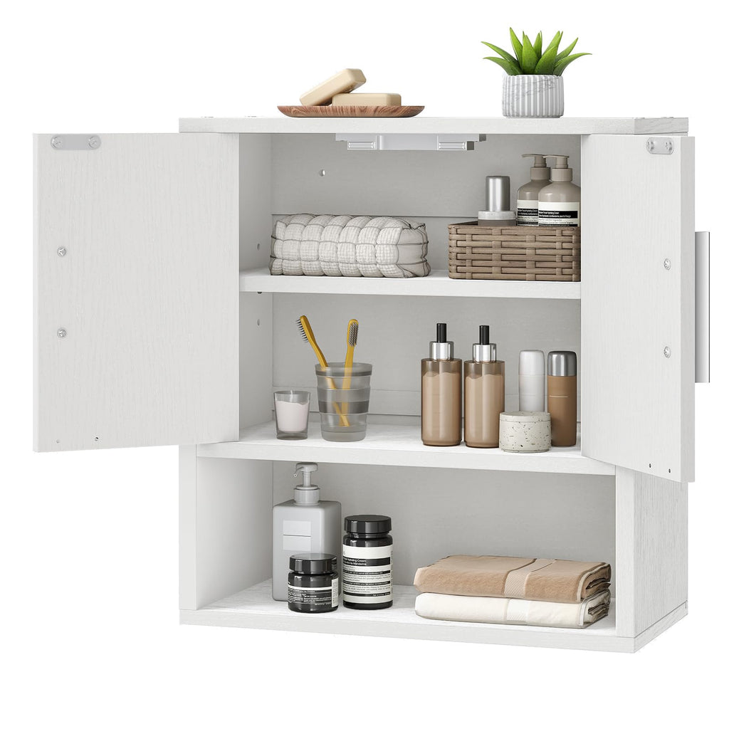 White Small Bathroom Wall Cabinet with Adjustable Shelf P65175