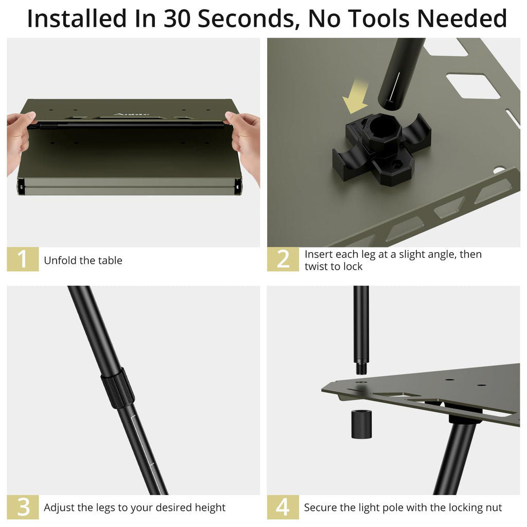 Adjustable Aluminum Folding Camping Table Y833117