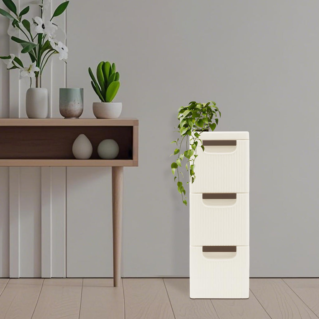 Narrow Rolling Storage Cabinet with 3 Drawers O18409
