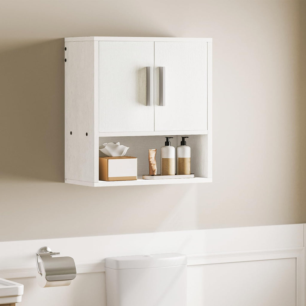 White Small Bathroom Wall Cabinet with Adjustable Shelf P65175