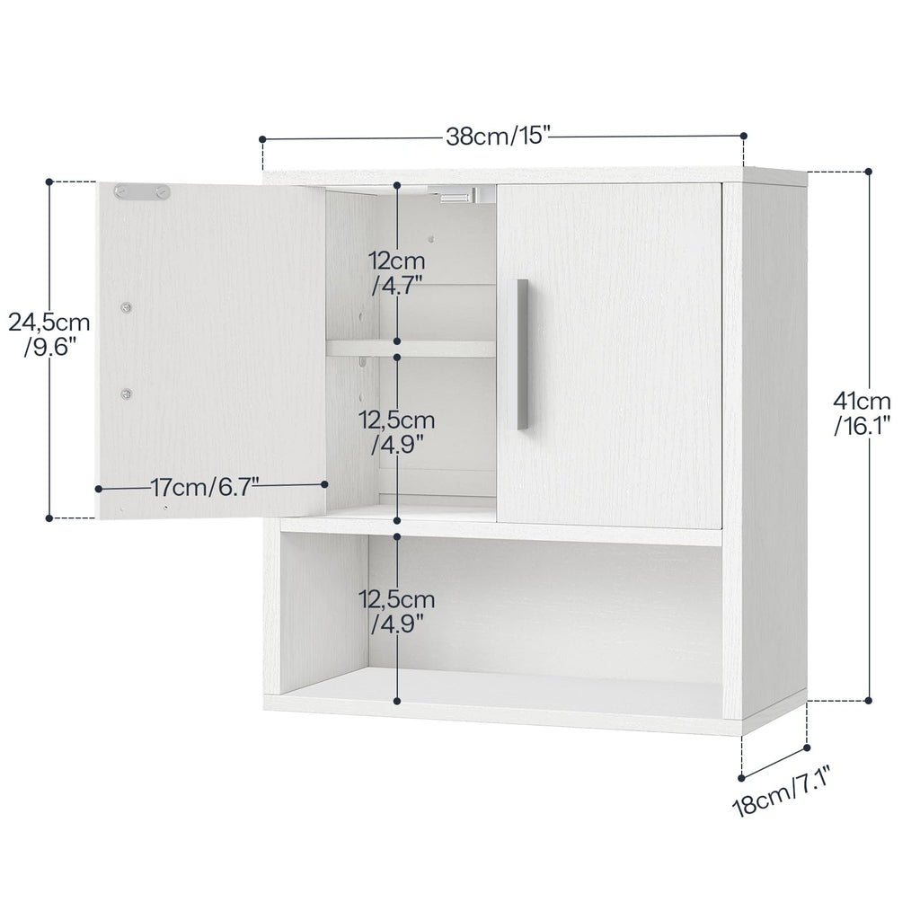 White Small Bathroom Wall Cabinet with Adjustable Shelf P65175