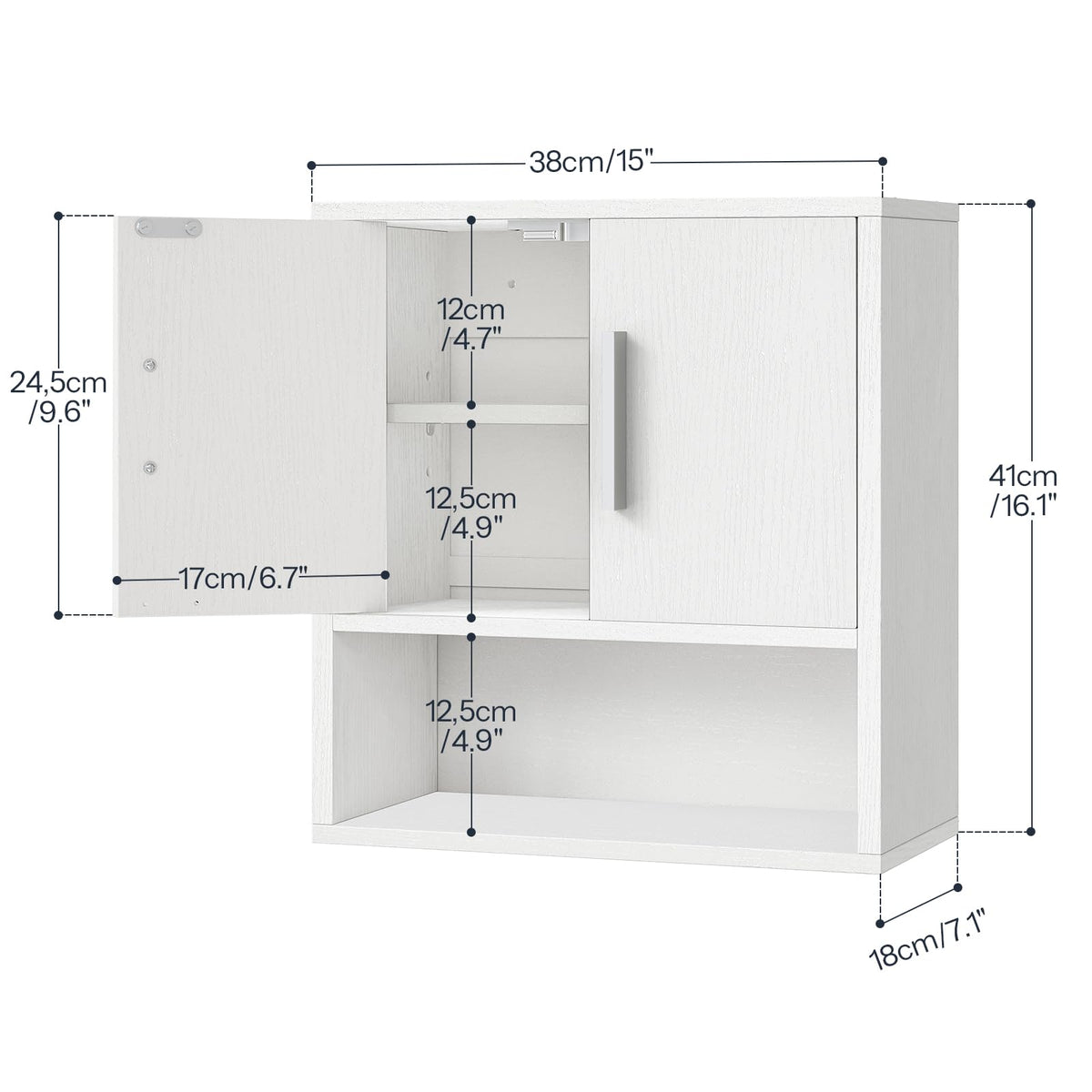 White Small Bathroom Wall Cabinet with Adjustable Shelf P65175
