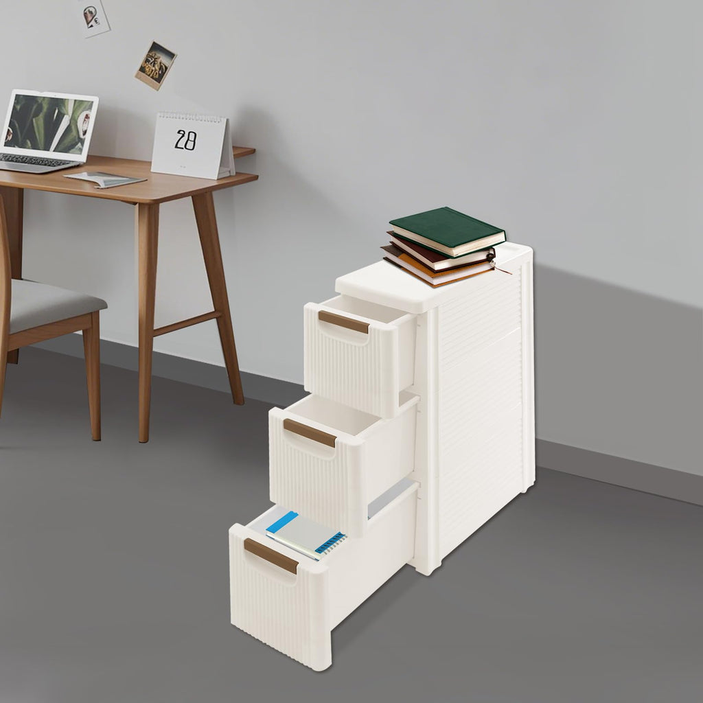 Narrow Rolling Storage Cabinet with 3 Drawers O18409