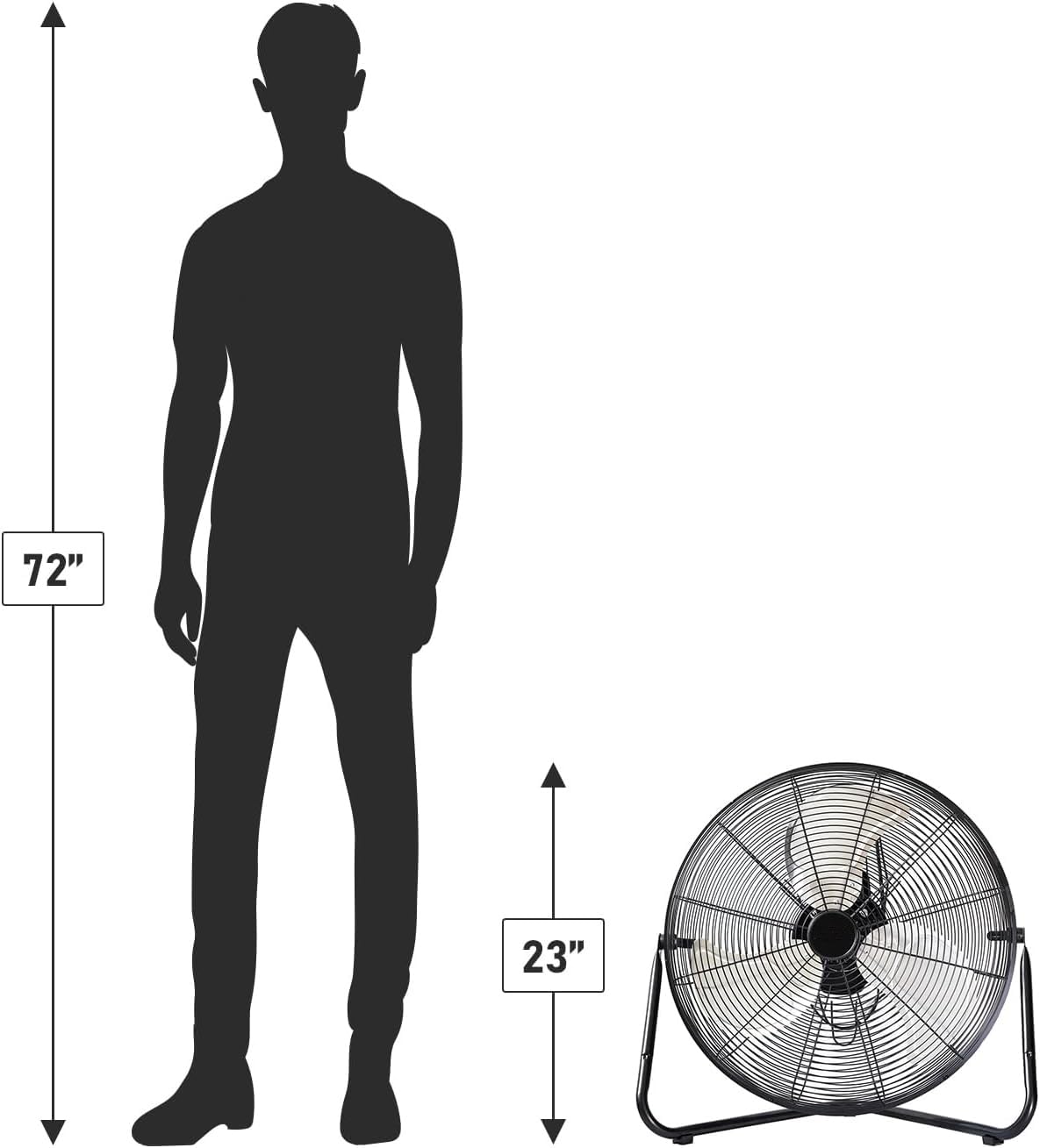 20 Inch 3-Speed High Velocity Metal Floor Fan S476
