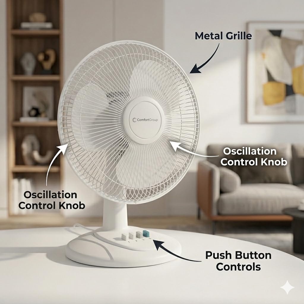 16 inch 3 Speed Oscillating Table Fan P973