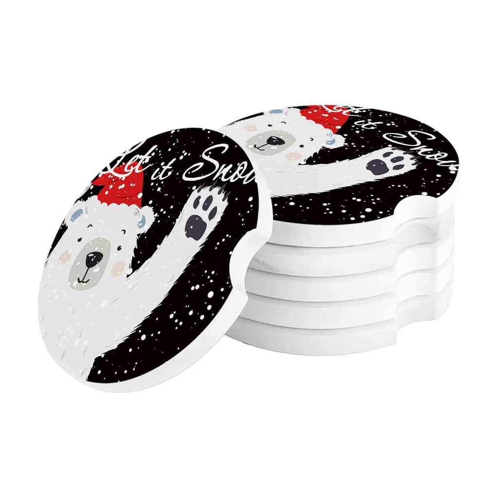 Black Ceramic Car Coasters 6 Piece Set D902170