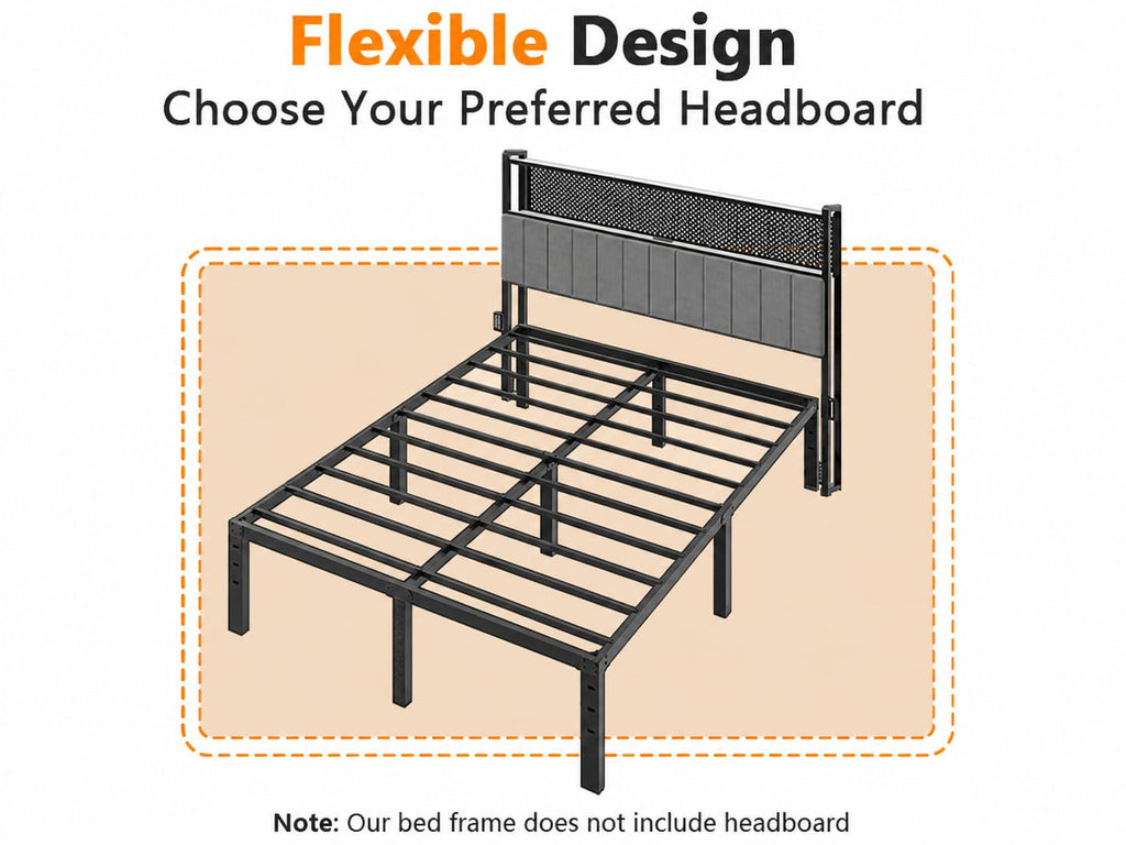 14 Inch Queen Metal Platform Bed Frame with Underbed Storage K525