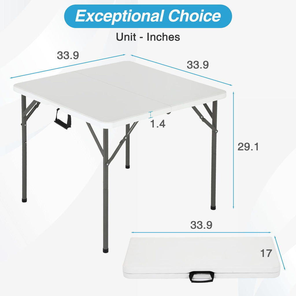 34" White Portable Plastic Folding Table W450