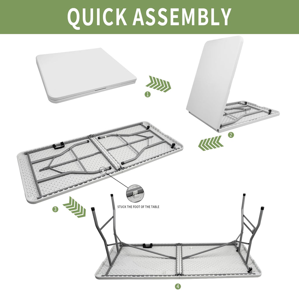 6FT Plastic Folding Table with Lock and Handle V680