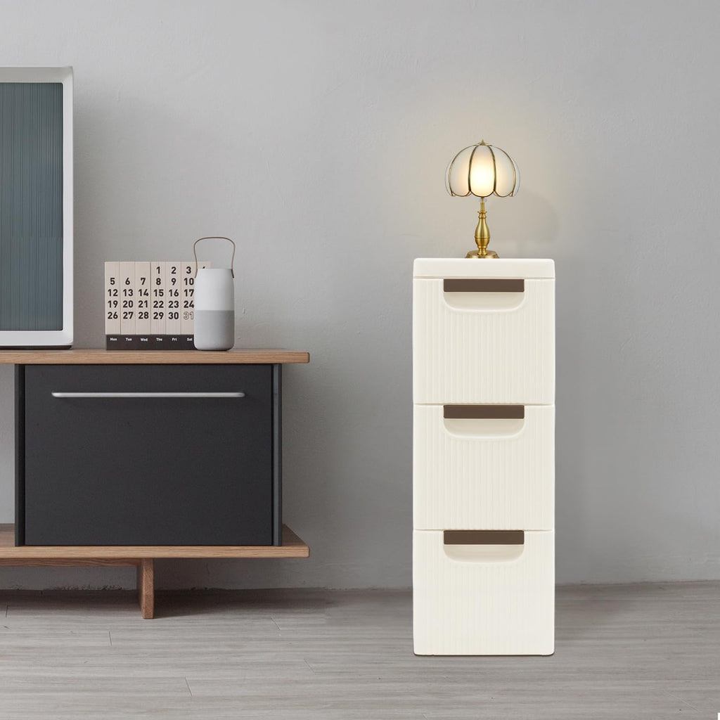 Narrow Rolling Storage Cabinet with 3 Drawers O18409