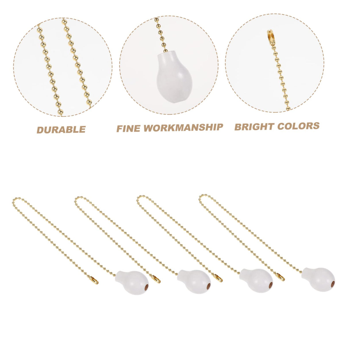 Wooden Gourd Shape Light Pull Chains 4Pcs 12 Inch D7500