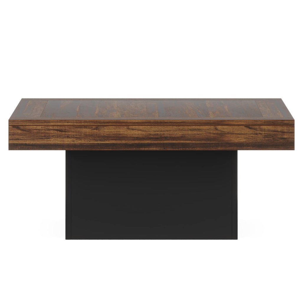 35.4-Inch Square Wood Coffee Table with LED Light N9411