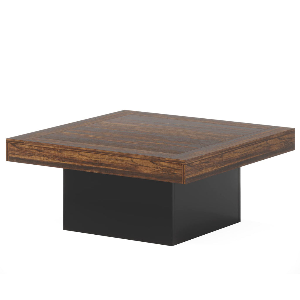 35.4-Inch Square Wood Coffee Table with LED Light N9411