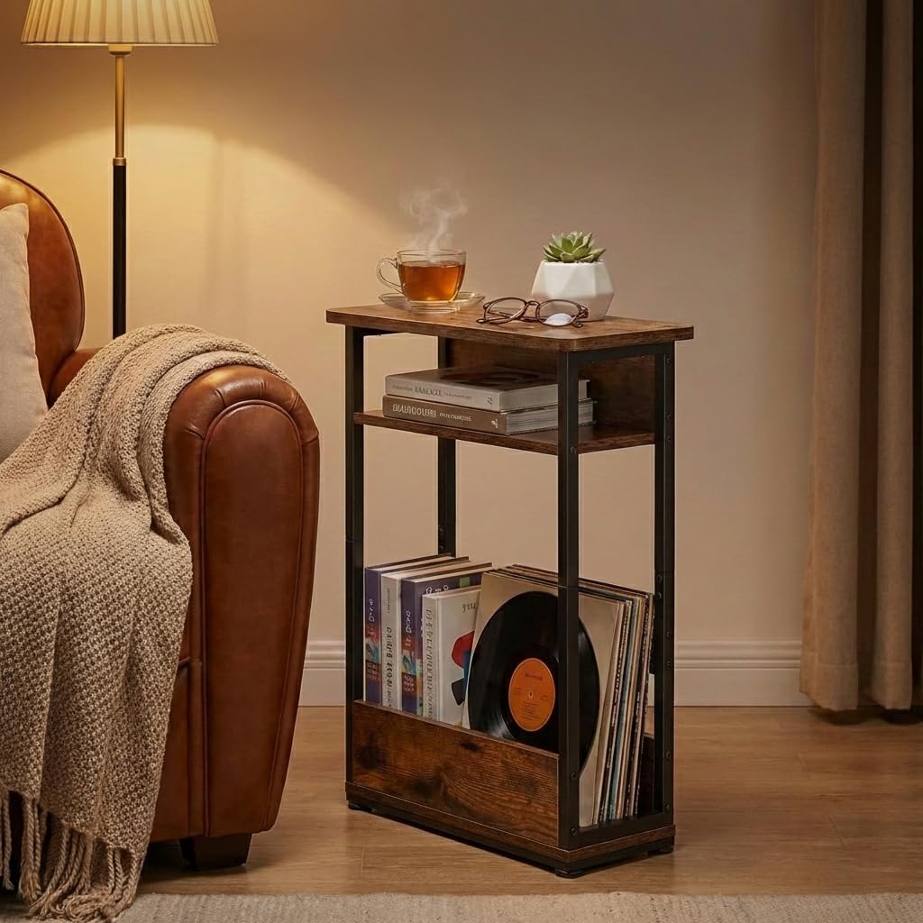 3-Tier Narrow Side Table with Storage Shelf J344687