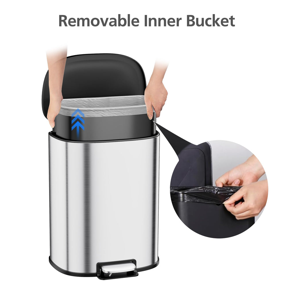 50L Stainless Steel Step-On Trash Can C182391