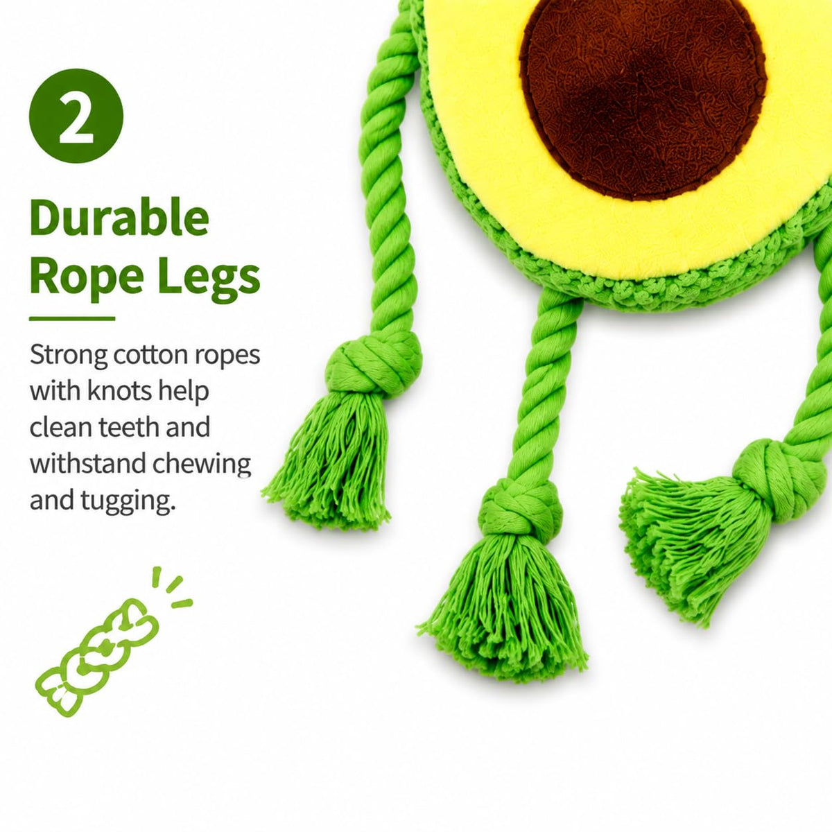Avocado Rope Plush Dog Toy H17957