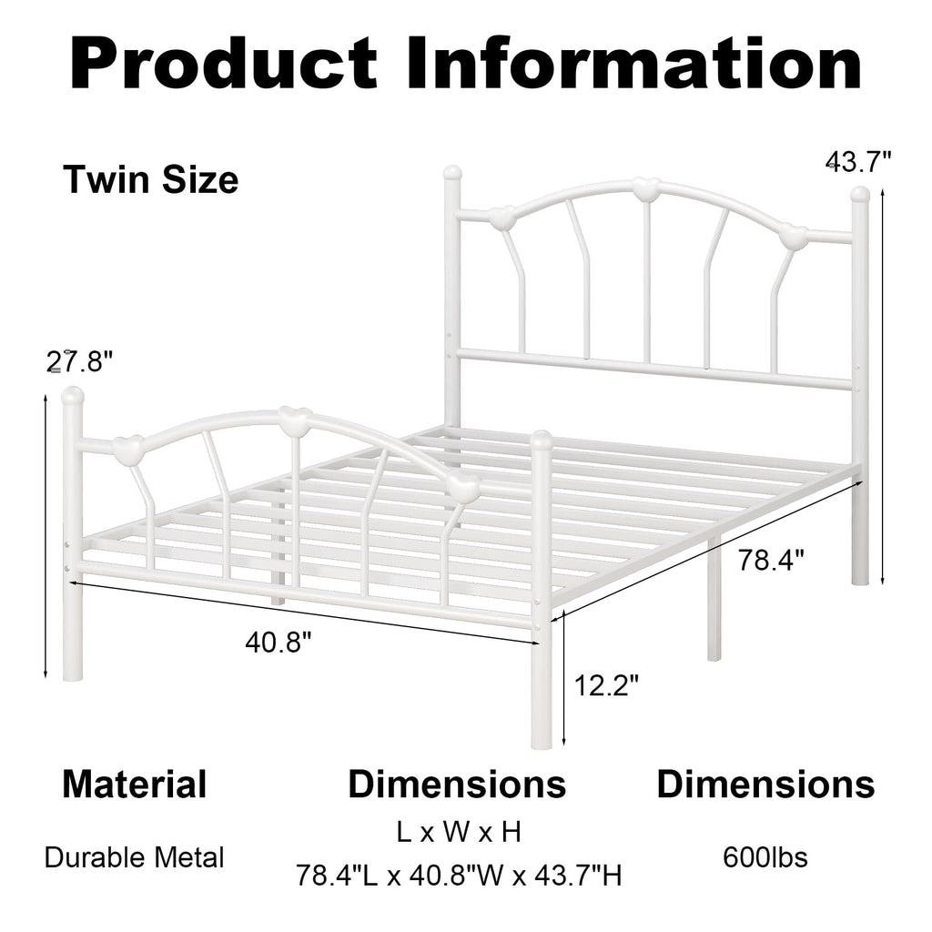 White Twin Metal Bed Frame I5739