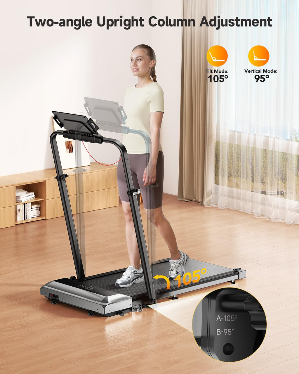 Folding Treadmill with Incline and Adjustable Handle Bar C435