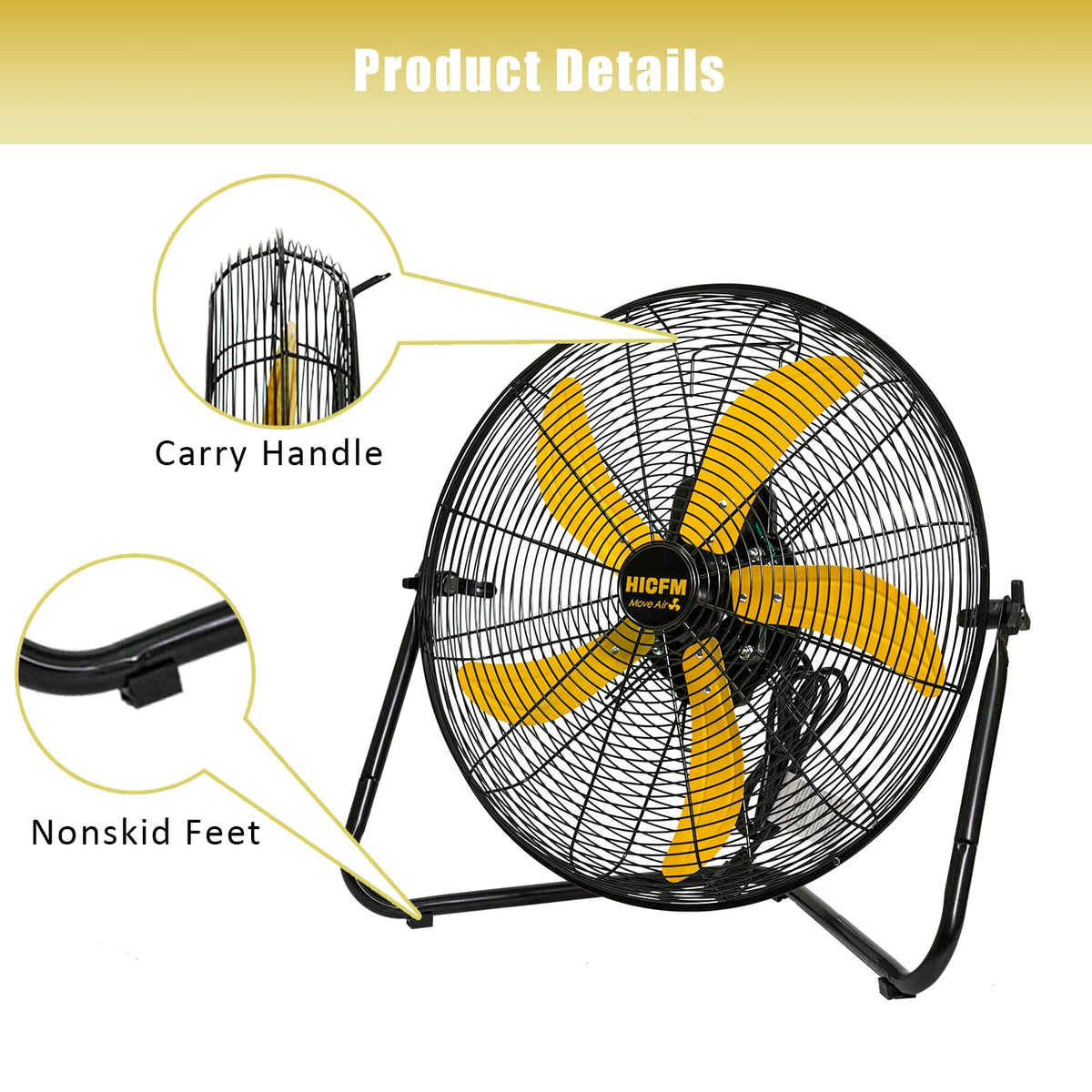 2 Pcs 20-inch 5300 CFM High Velocity Metal Floor Fan O859022