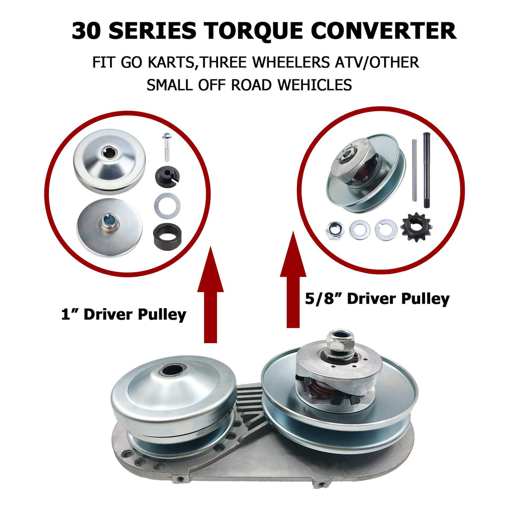 1 Inch Torque Converter Go Kart Pulley Kit with 10T #40 41 and 12T #35 Sprocket X3662