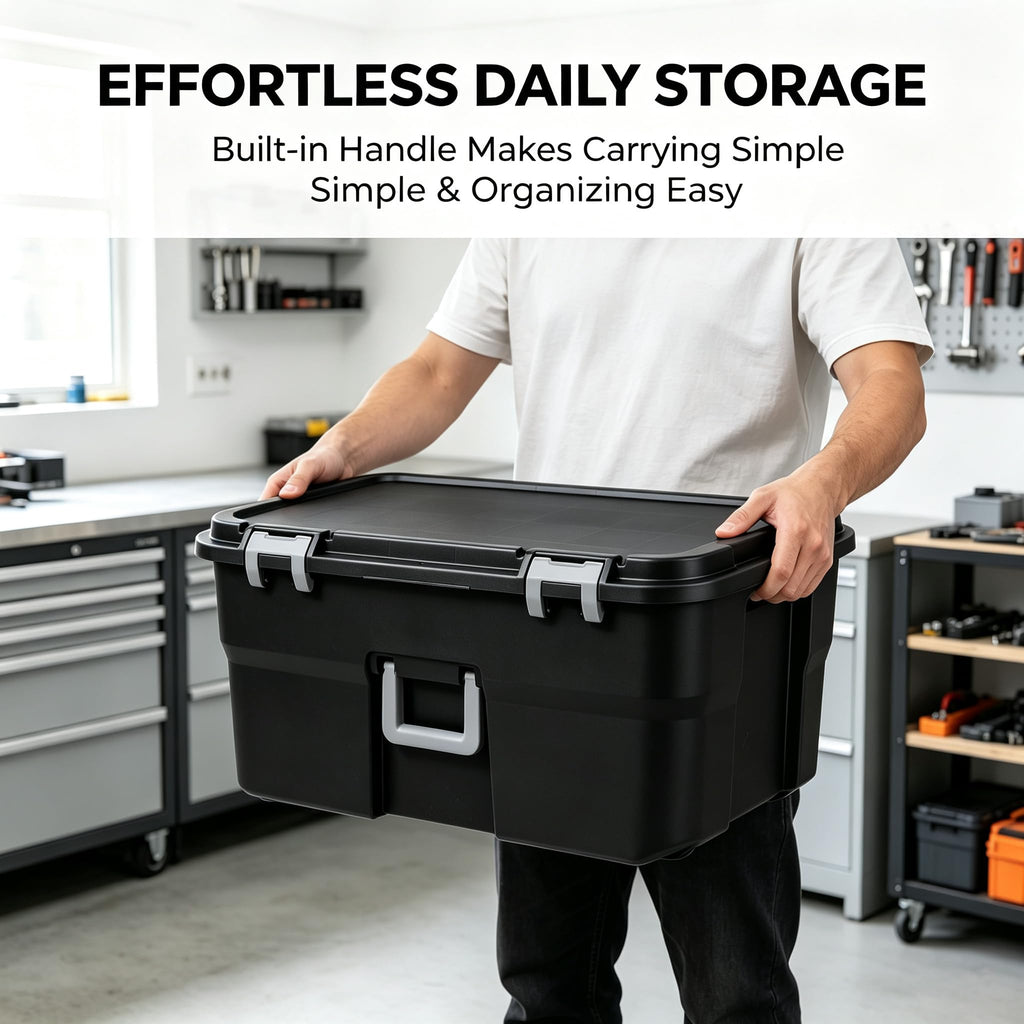 Black 22 Gal Wheeled Plastic Storage Bins L614636