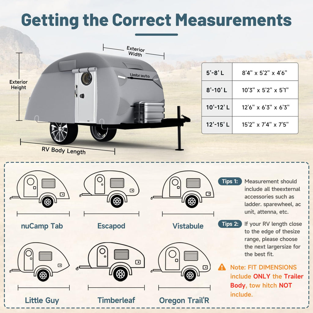 8'-10' 7 Layers Waterproof Travel Trailer Cover I133396