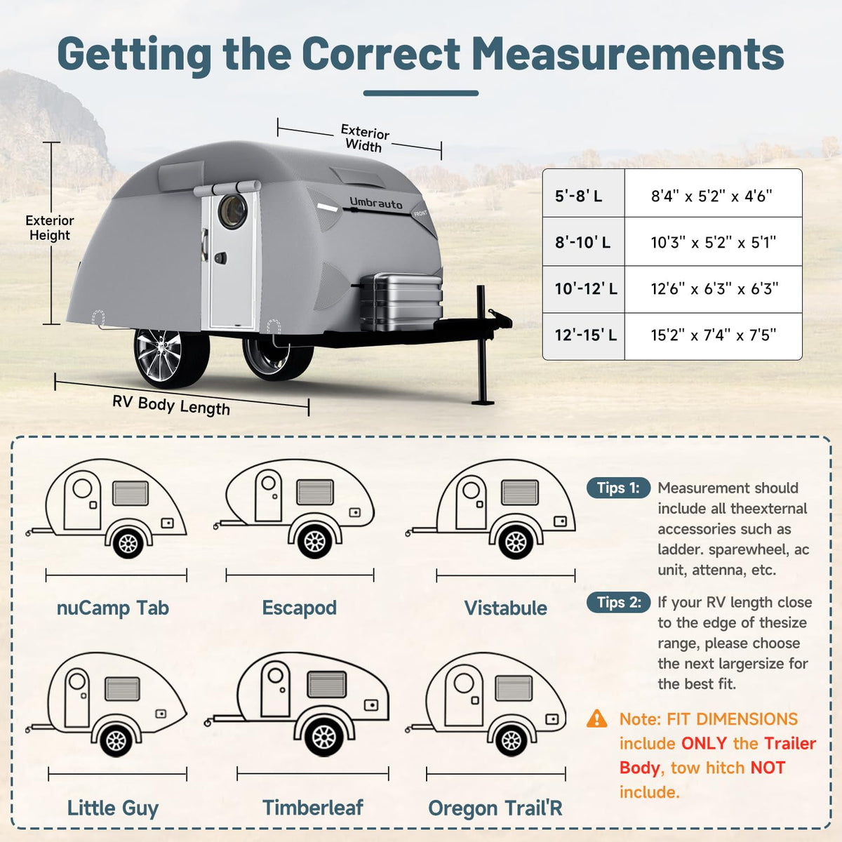 8'-10' 7 Layers Waterproof Travel Trailer Cover I133396