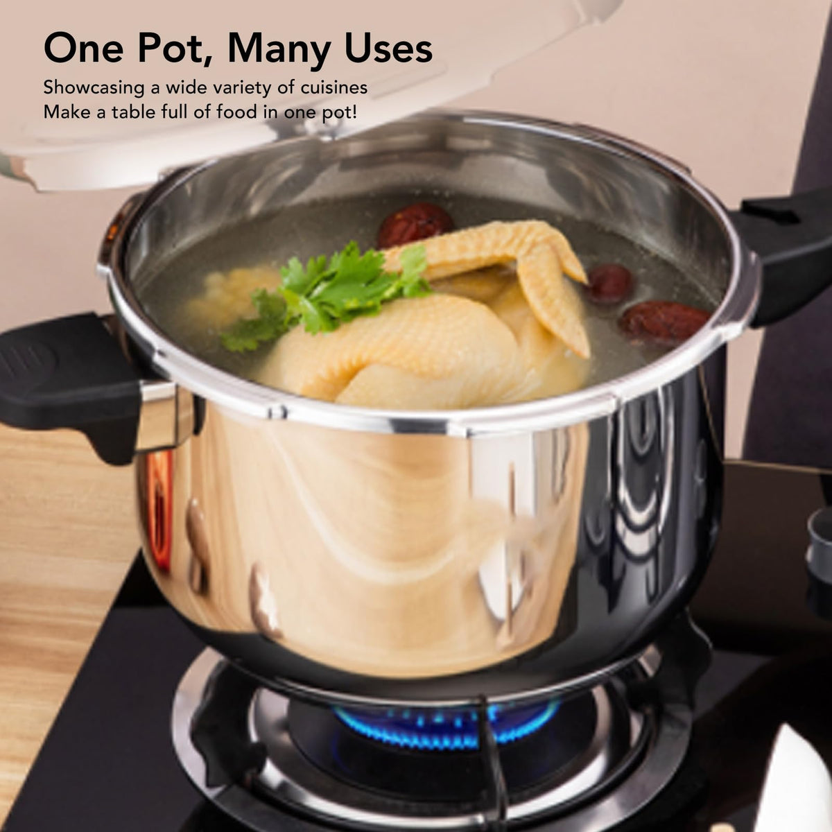 80KPA Stainless Steel Pressure Cooker with Safety Valve (3L) O900