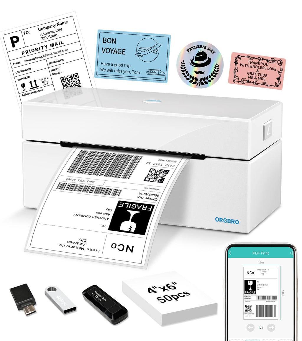 Thermal Shipping Label Printer, 4x6 Bluetooth Label Maker B990919