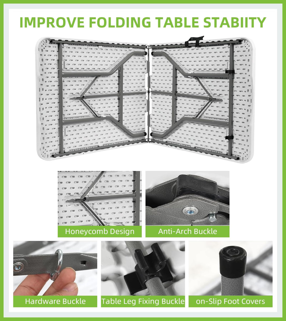6ft White Folding Table with Carrying Handle N203
