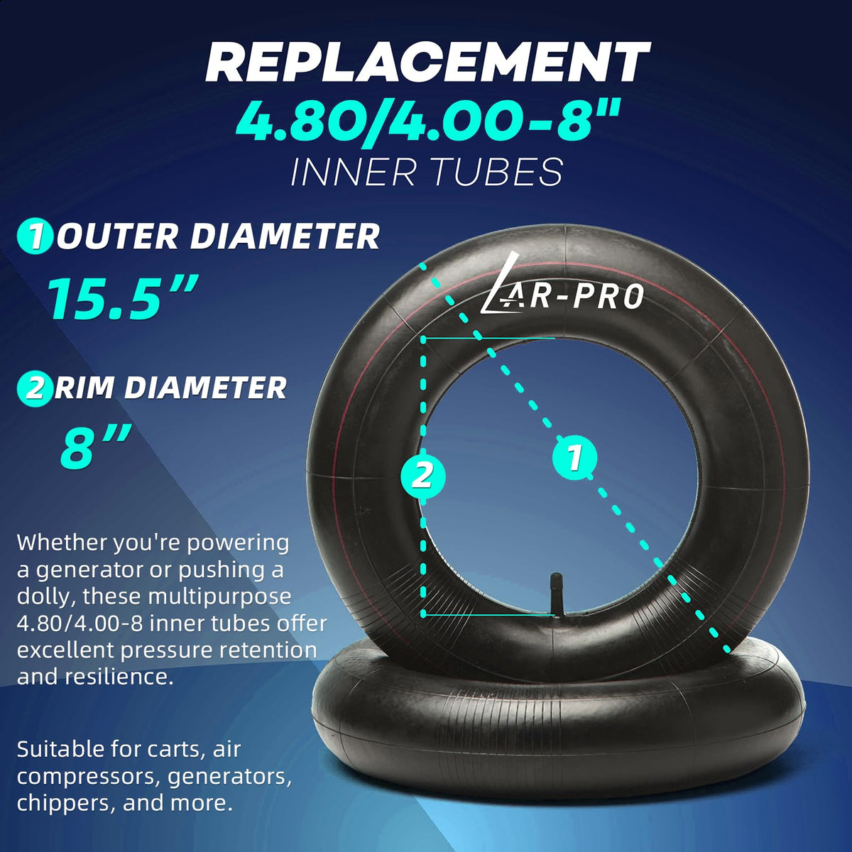 4.80/4.00-8" Heavy Duty Inner Tube with TR-13 Straight Valve Stem (1-Pack) O580542