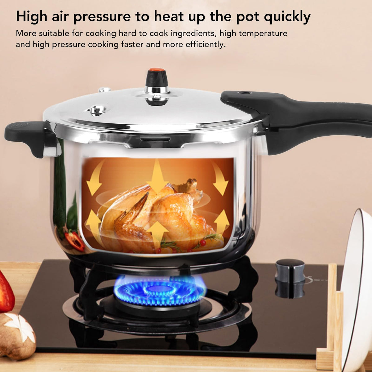 80KPA Stainless Steel Pressure Cooker with Safety Valve (3L) O900