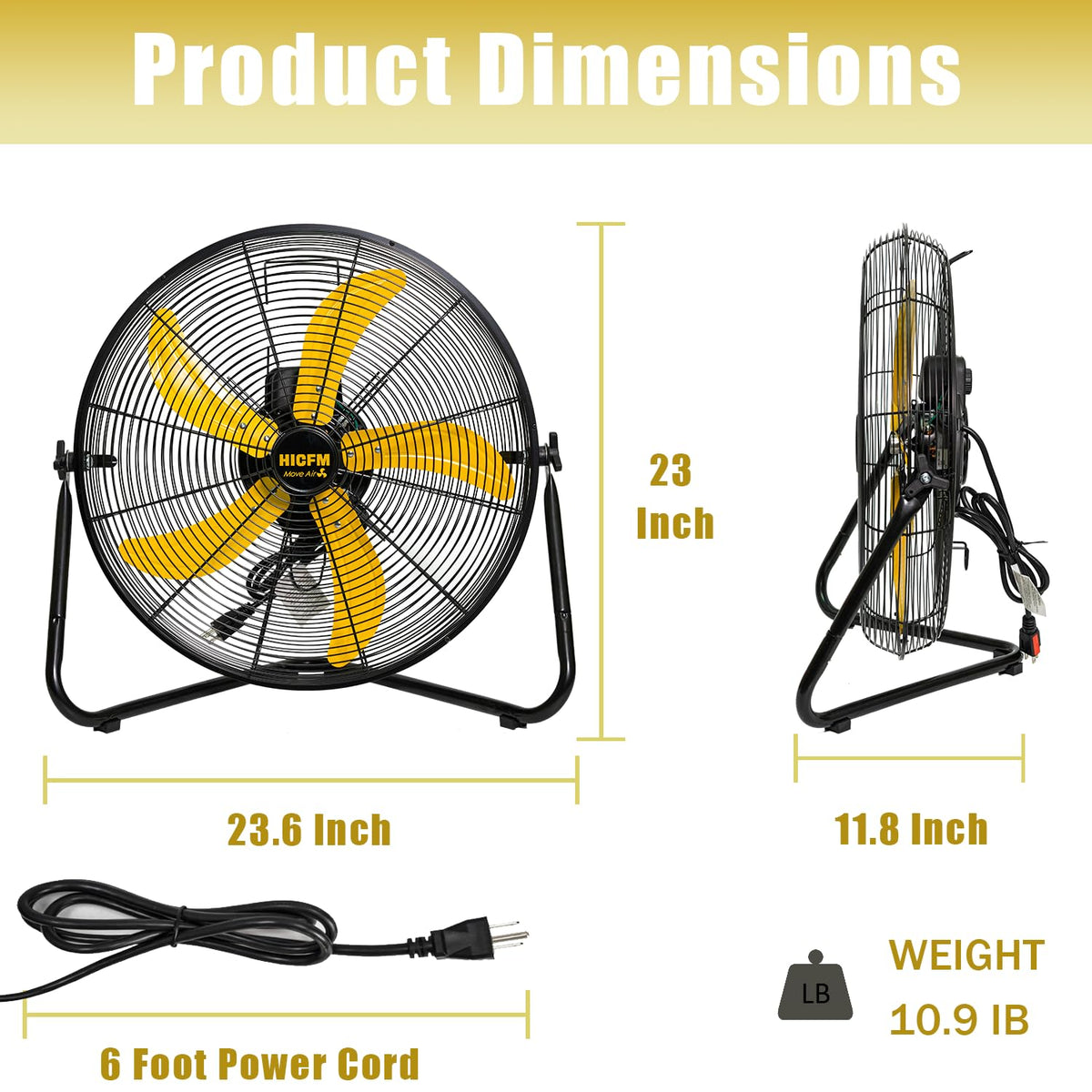 2 Pcs 20-inch 5300 CFM High Velocity Metal Floor Fan O859022
