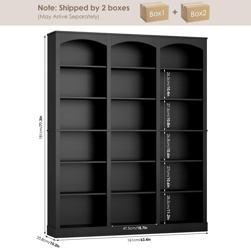 71" 6 Tier Black Bookshelf N774393