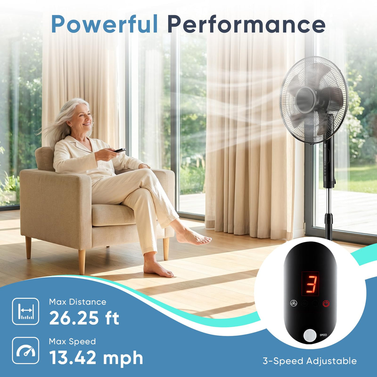 17" Oscillating Pedestal Fan with Remote B582584