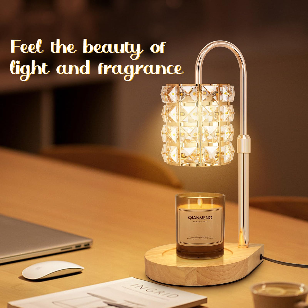 Candle Warmer Lamp with Timer, 2 Bulbs, Gold T89513