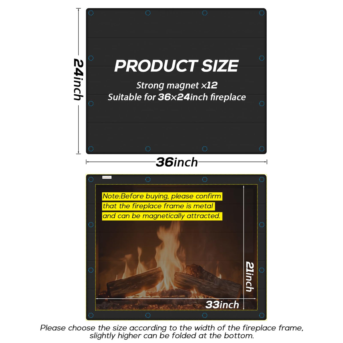 Magnetic Fireplace Cover 36x24 Inch H959