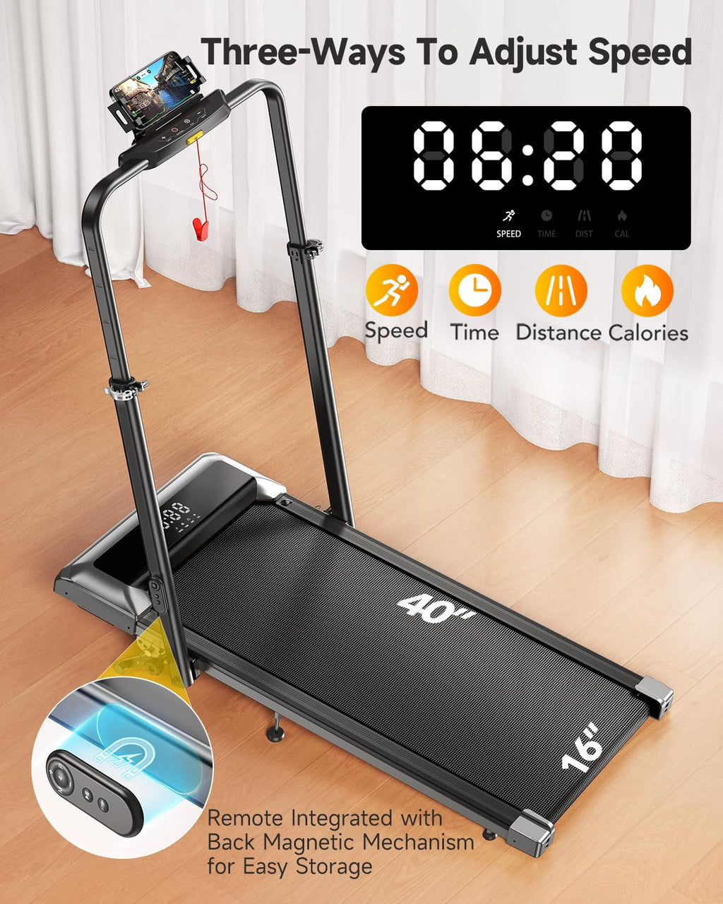 Folding Treadmill with Incline and Adjustable Handle Bar C435